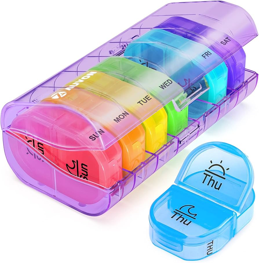 AUVON Pill Box 2 Times a Day, Weekly Pill Organizer AM PM with 7 Daily Pocket Case to Hold Vitami... | Amazon (US)