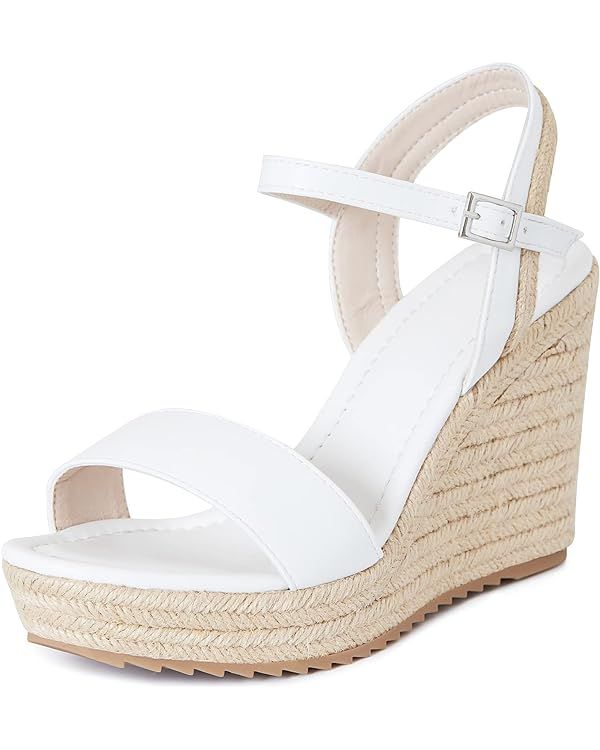 mikarka Platform Espadrilles Wedge Sandals for Women Buckle Ankle Strap Open toe Dressy Summer Sh... | Amazon (US)