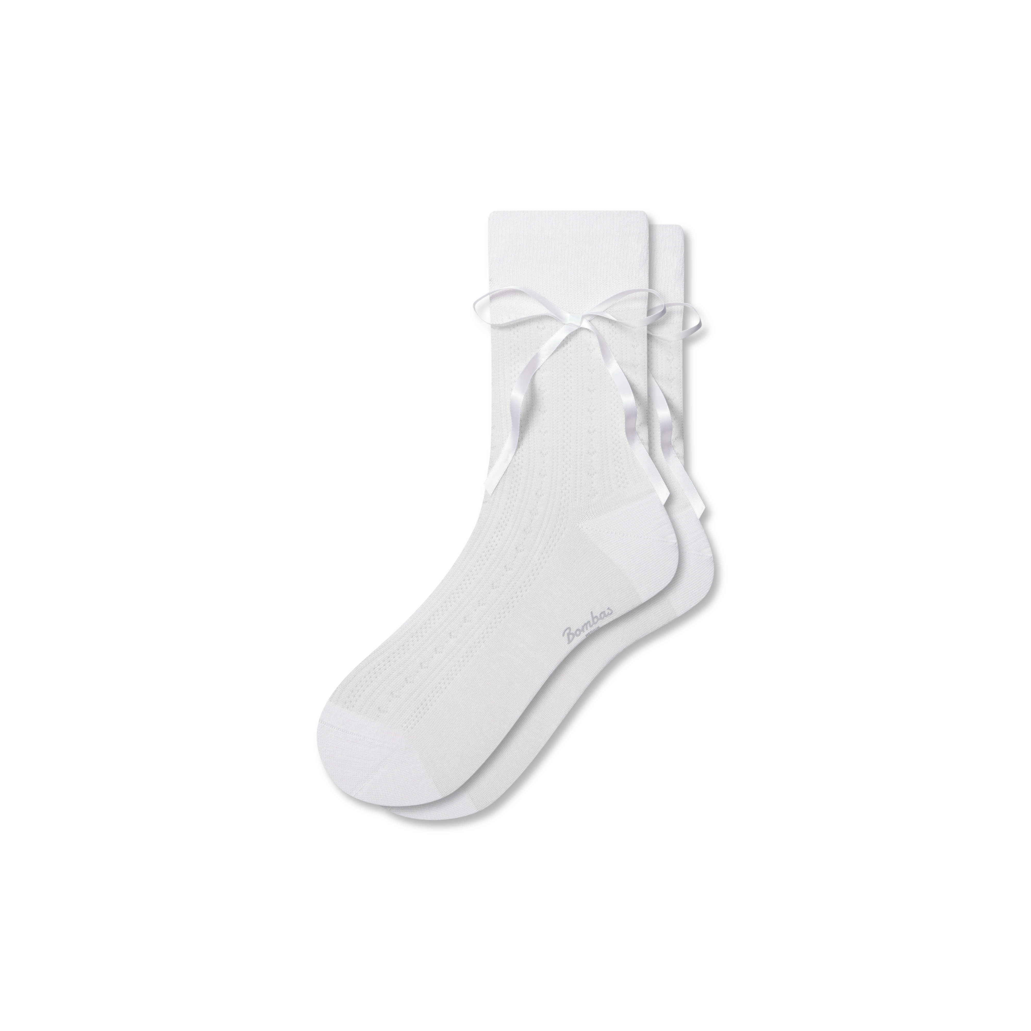 Women's Pointelle Bow Half Calf Socks - White - Medium - Cotton Blend - Bombas | Bombas