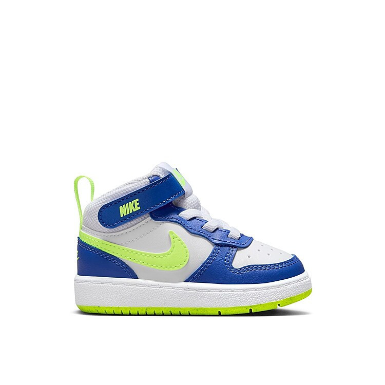 Nike Court Borough Mid 2 Sneaker Kids' | Boy's | White/Green/Blue | Size 5 Toddler | Sneakers | Lace-Up | DSW