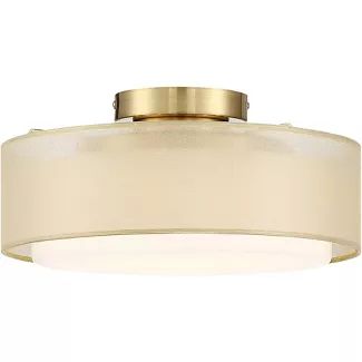 Possini Euro Design Modern Ceiling Light Semi Flush Mount Fixture Gold 12 1/2" Wide Dual Drum Sha... | Target