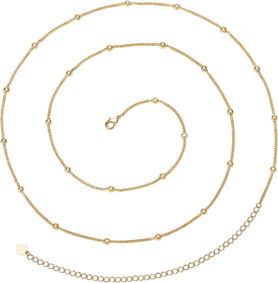 PEARLADA Minimalist Beach Bikini Body Chain 18K Gold Pearl Belly Chain Adjustable Shell Charms Tr... | Amazon (US)