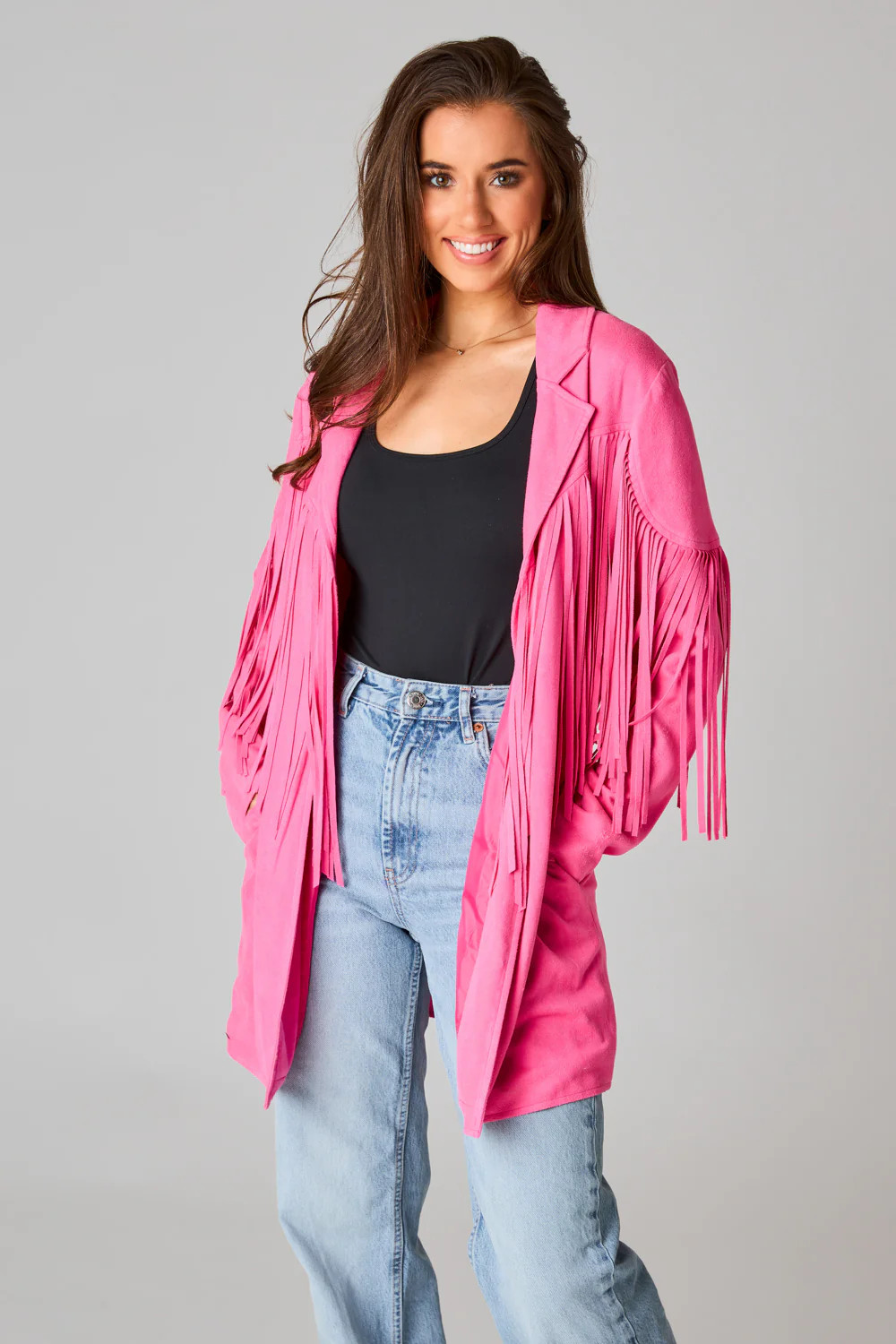 BuddyLove | Dutton Fringe Suede Jacket | Bubblegum | BuddyLove