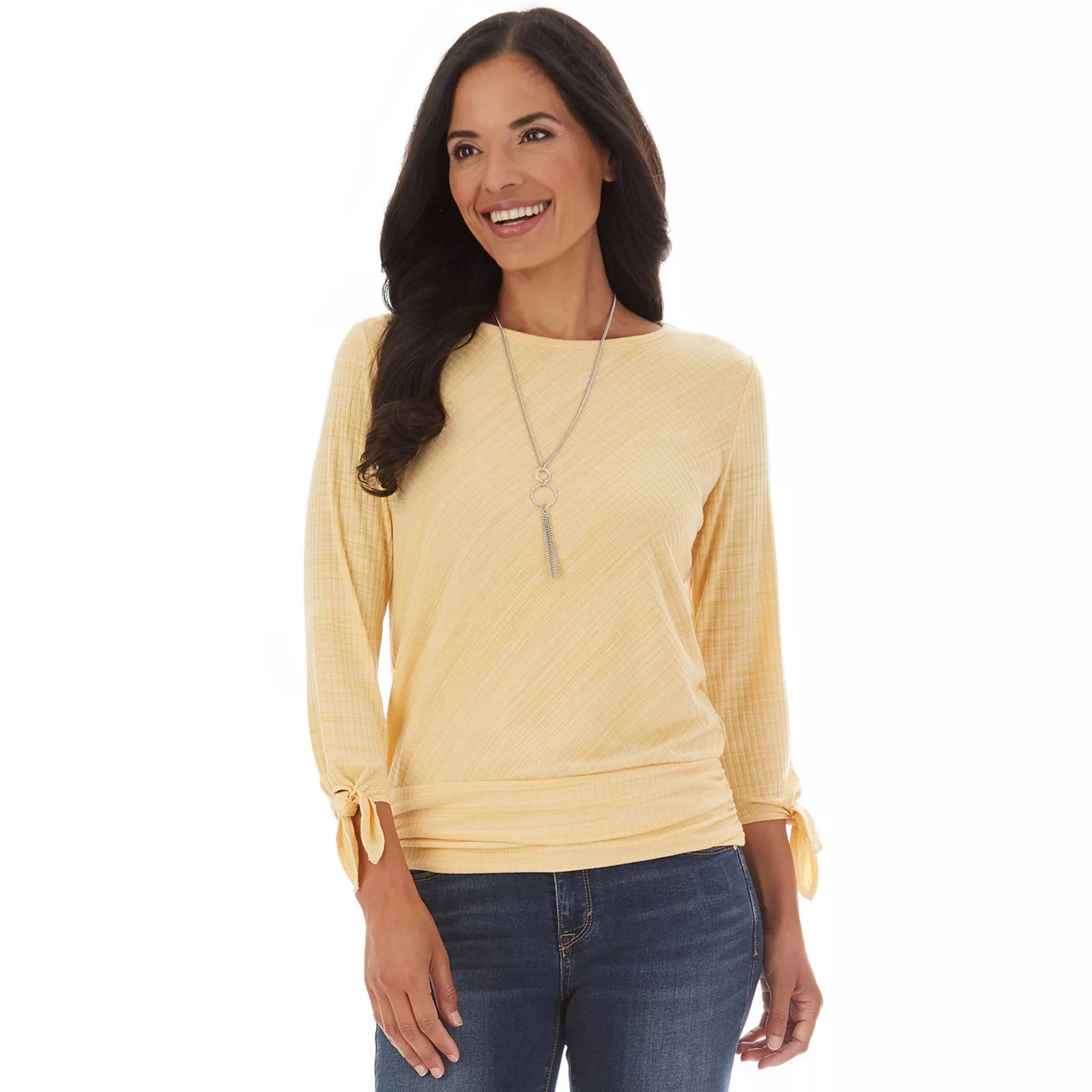 Women's Apt. 9 Banded-Hem Knot-Cuff Top, Size: XL, Med Orange | Kohl's