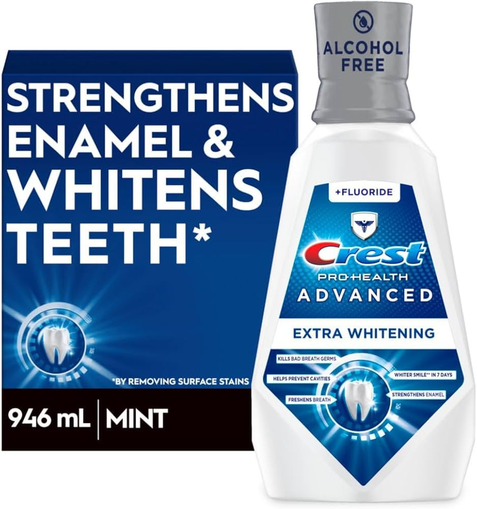 Crest Pro-Health Advanced Mouthwash, Alcohol Free, Extra Whitening, Energizing Mint Flavor, 946 m... | Amazon (US)