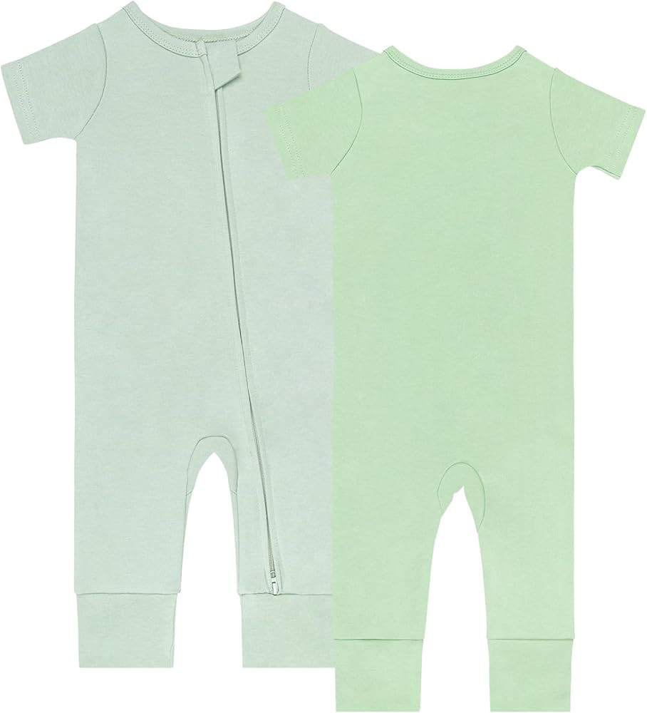 GUISBY Footless Short Sleeve Baby Pajamas with Zipper Cotton Infant Sleepwear | Amazon (US)