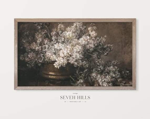 Moody Still Life Frame TV Art Flowers Vase Painting Floral | Etsy | Etsy (US)