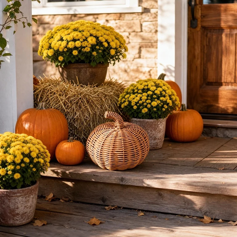 Woven Rattan Pumpkin, Fall Table Centerpiece, Handcrafted Wicker Decor, Displays Natural Textured... | Walmart (US)