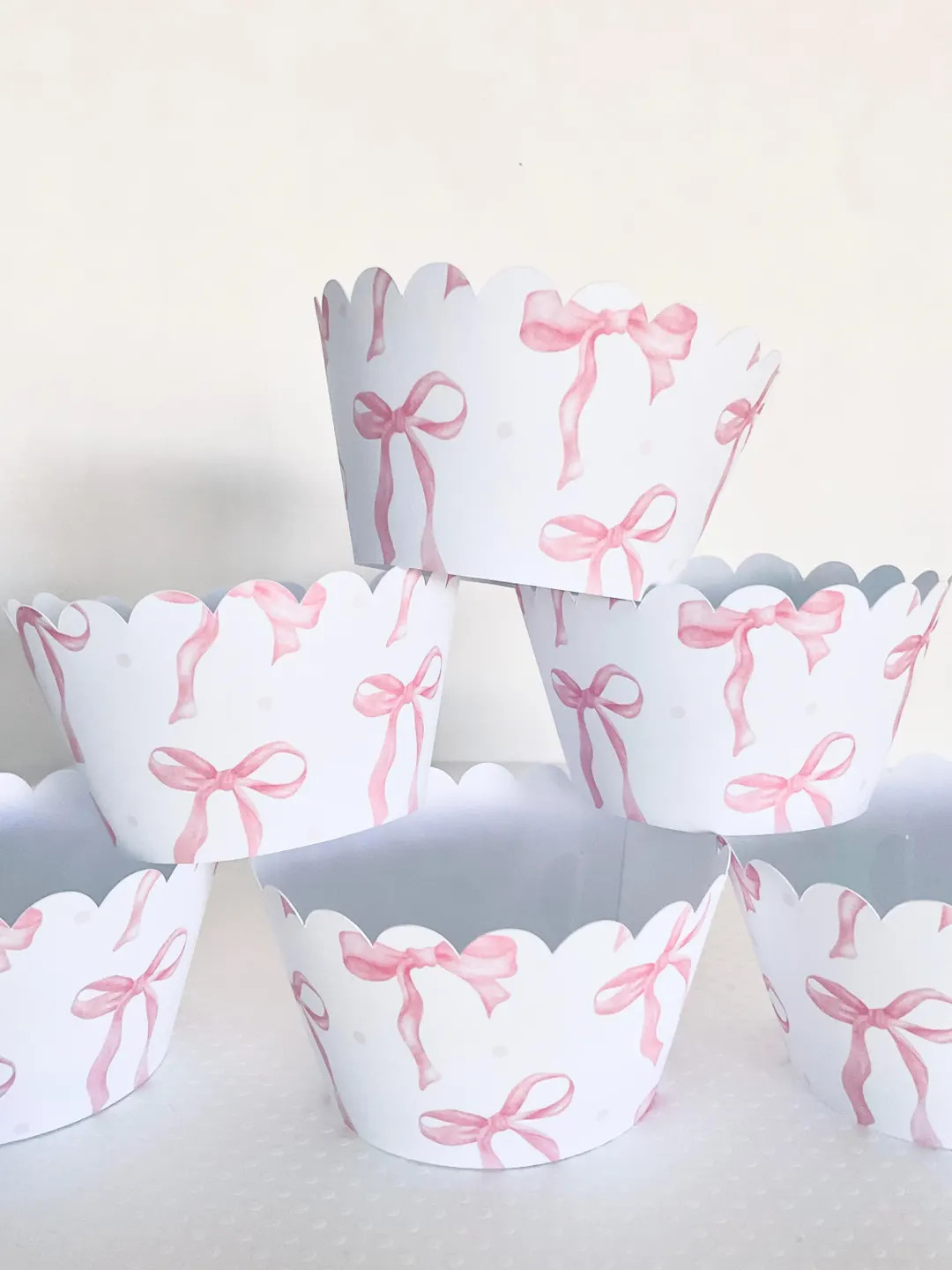 Pink Blue or Mix Ribbon Cupcake Wrappers Premade Set of 12 Coquette Bow Baby Shower Girly Birthda... | Etsy (US)