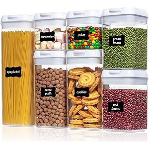 Airtight Food Storage Containers, Vtopmart 7 Pieces BPA Free Plastic Cereal Containers with Easy Loc | Amazon (US)