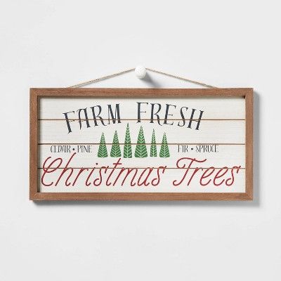 Farm Fresh Christmas Tree with Wood Frame Hanging Sign - Wondershop™ | Target