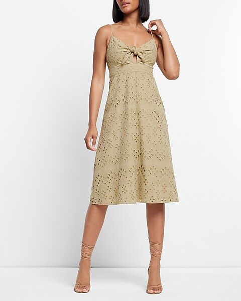 Eyelet Tie Front Midi Dress | Express