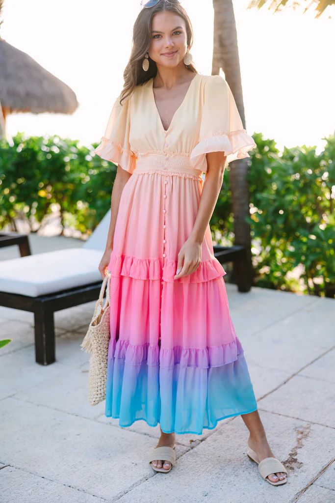 Into The Sunset Pink Ombre Midi Dress | The Mint Julep Boutique