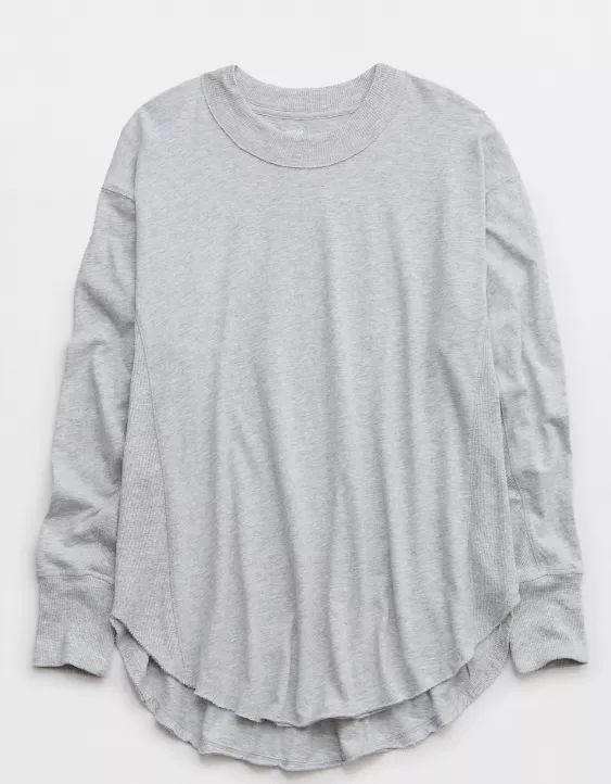 Aerie Long Sleeve Oversized Boyfriend T-Shirt | American Eagle Outfitters (US & CA)