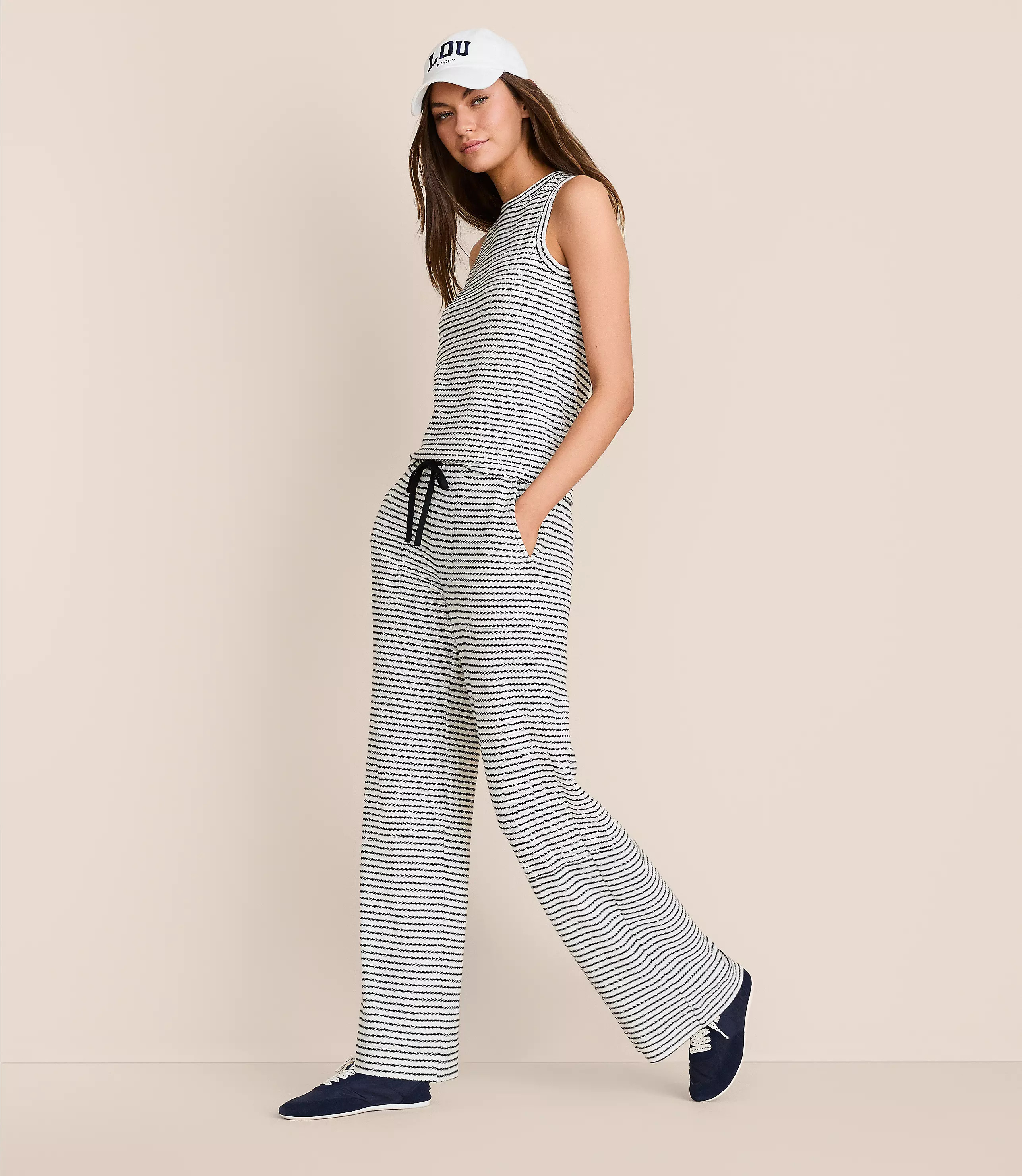 Lou & Grey Stripe Textured Wide Leg Pants | LOFT