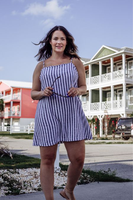 love a good end of summer linen mini dress — this one features a breezy square neckline and adjustable straps to give a customized fit. I’m wearing a size L  

#LTKstyletip #LTKSeasonal #LTKfindsunder50