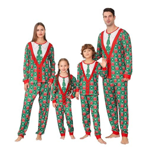 PYAEAS Family Pajamas Sets Matching Christmas PJ's Jammies Holiday Sleepwear Loungewear for Adult Women Men Xmas Outfits (Men, M, Green Suit) | Amazon (US)