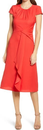 Thanksgiving Outfits, Nordstrom, Satin Cap Sleeve Midi Dress | Nordstrom