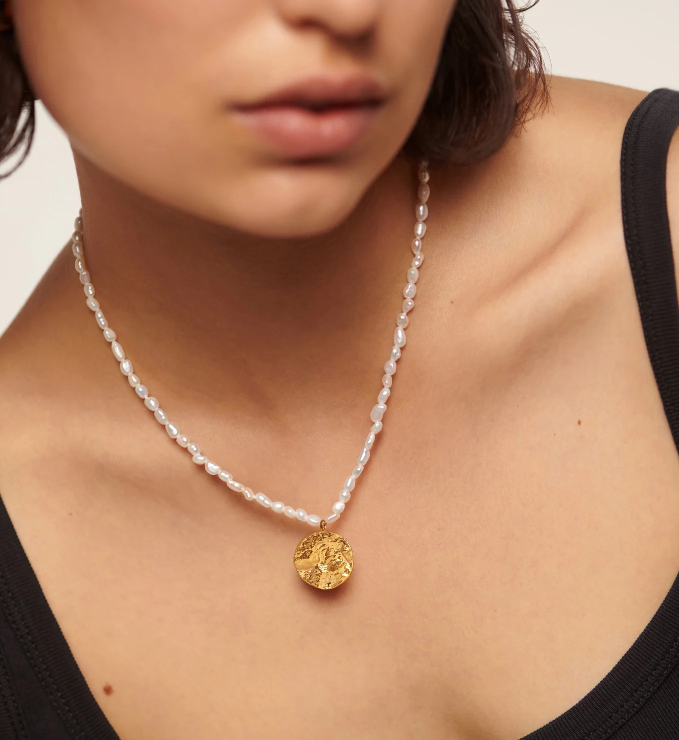 Capri Keshi Pearl Disc Necklace | Monica Vinader (Global)
