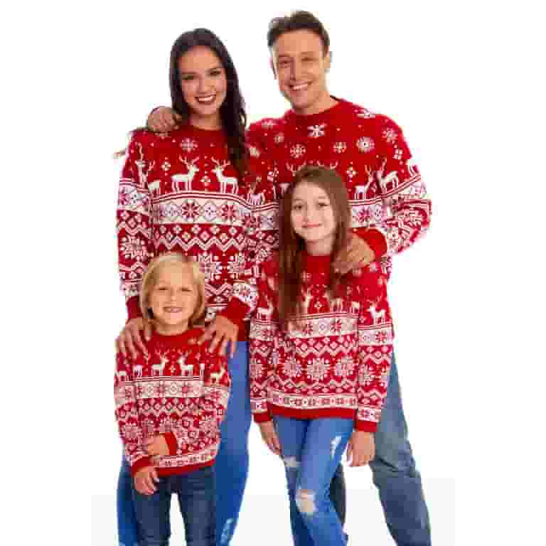 Ugly Christmas Sweater with Reindeer Snowflakes Print Family Matching Christmas Sweaters Fall Swe... | Walmart (US)