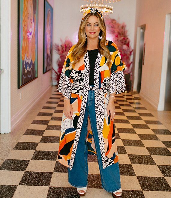 x Brooke Webb of KBStyled Reese Tropical Patchwork Print Kimono | Dillards