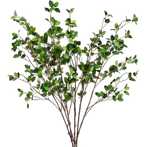 6pcs Faux Stems Artificial Branches for Vase Artificial Stems Artificial Greenery Stems Faux Green Stems Artificial Eucalytus Branches Fake Stems(42"/Each Branch) (6, Green) | Amazon (US)