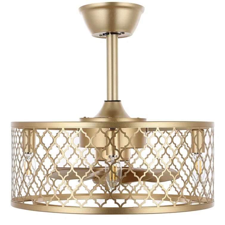 Santiago 18" 7 - Blade Caged Ceiling Fan With Remote Control And Light Kit Included | Wayfair Professional