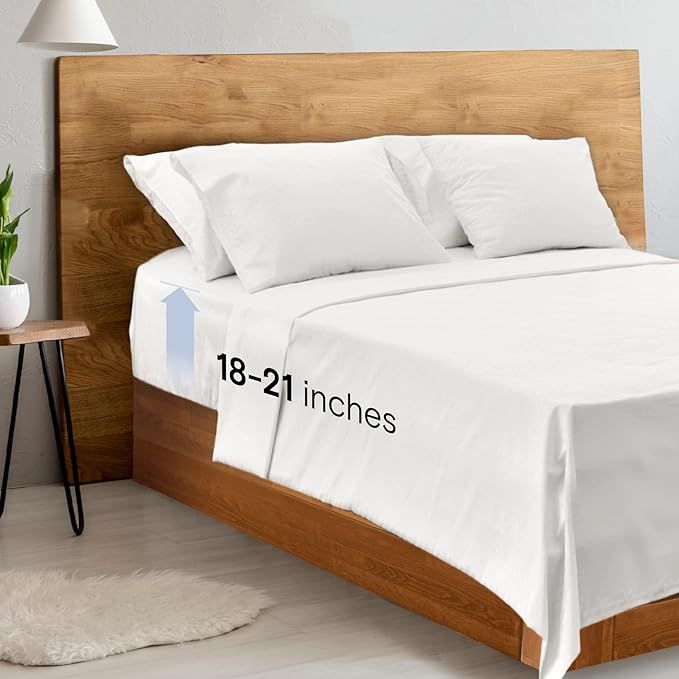 LuxClub 4 PC Extra Deep Pocket Sheets & Pillowcases Set - Hotel Bedding Silky Soft Eco Friendly W... | Amazon (US)