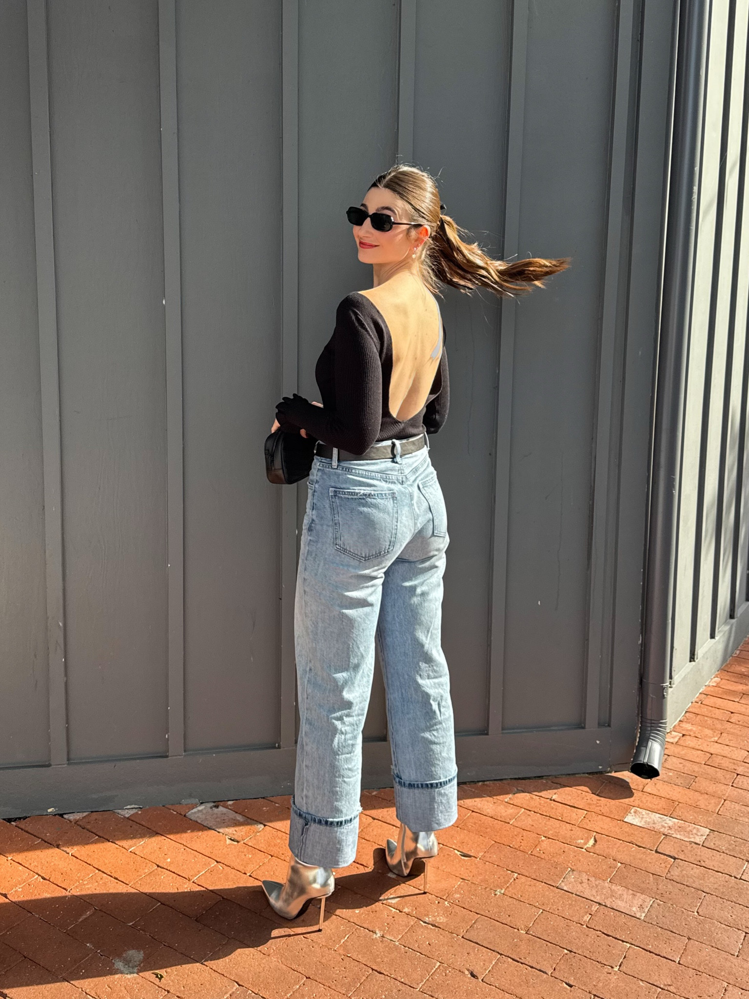 Date night outfit 
Backless bodysuit 
Cuffed jeans 

#LTKPetite #LTKStyleTip