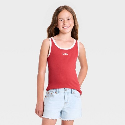 Girls' 'USA' Graphic Tank Top - Cat & Jack™ Red M | Target