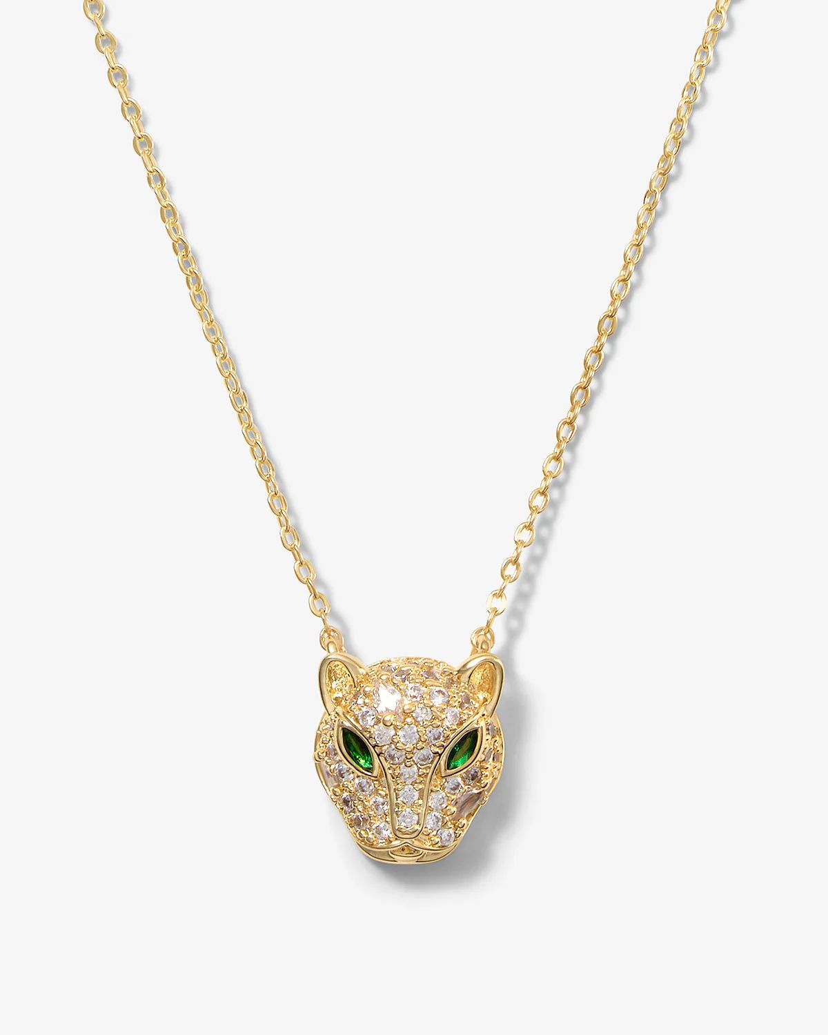 Baby Jaguar Necklace - Gold|Emerald|White Diamondettes | Melinda Maria