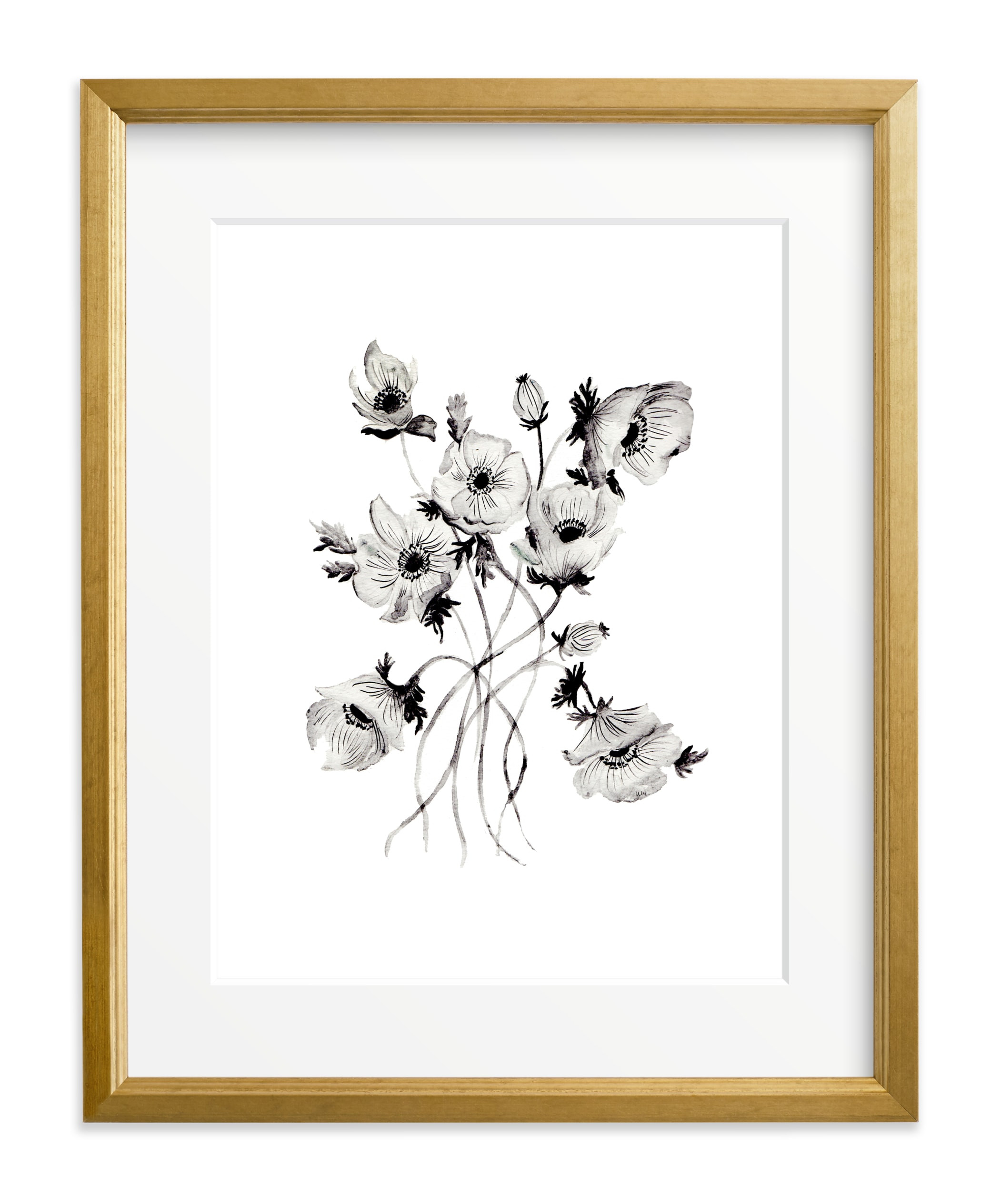 Greyscale Poppies | Minted
