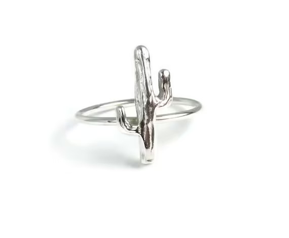Cactus Ring, Saguaro ring, Cacti ring, sterling silver ring, Silver Cactus ring, silver stacking ... | Etsy (US)