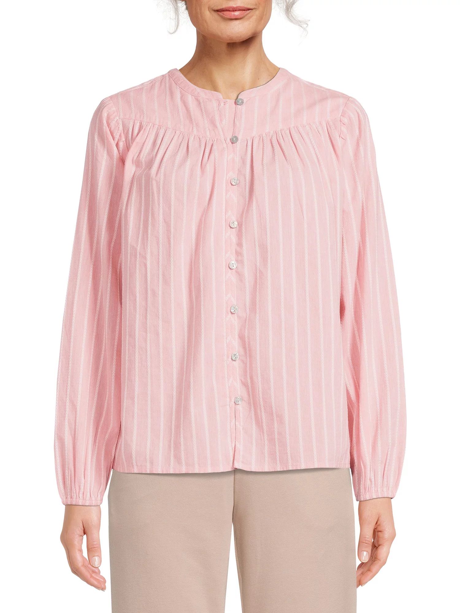 Time and Tru Women's Puff Sleeve Popover | Walmart (US)