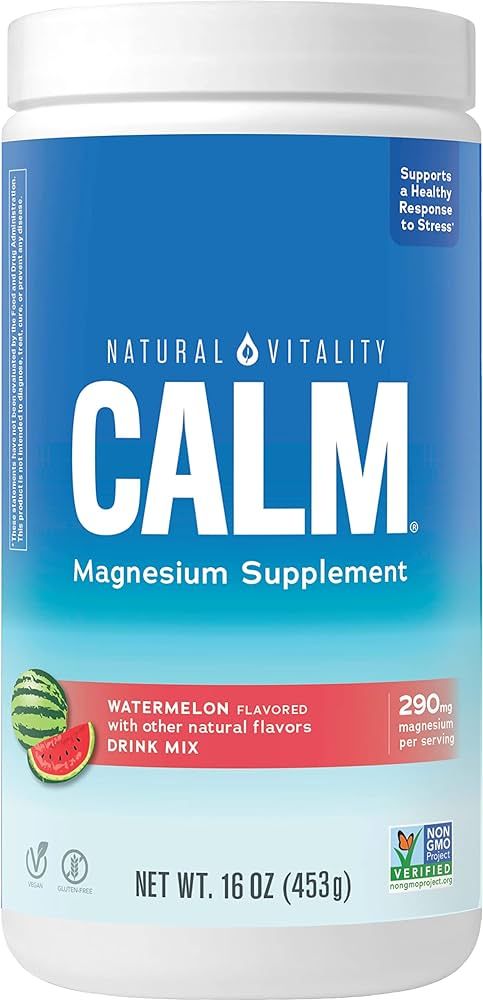Natural Vitality Calm, Magnesium Supplement, Anti-Stress Drink Mix Powder, Gluten Free, Vegan, & ... | Amazon (US)