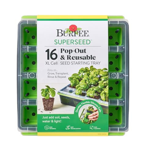 Burpee SuperSeed Seed Starting Tray | 16 XL Cell | Reusable & Dishwasher Safe | for Starting Vegetable Seeds, Flower Seeds & Herb Seeds | Indoor Grow Kit for Deep-Rooted Seedlings, Green | Amazon (US)
