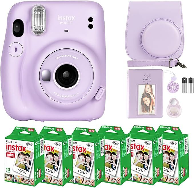 Fujifilm Instax Mini 11 Camera with Fujifilm Instant Mini Film (60 Sheets) Bundle with Deals Numb... | Amazon (US)