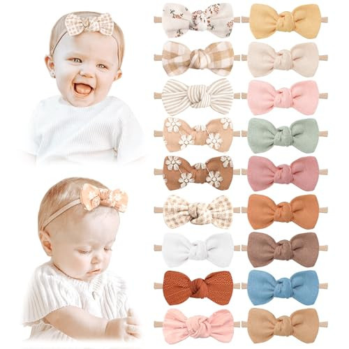 Niceye Baby Girl Bows and Headbands, Stretchy Nylon Hairbands Hair Bows for Newborns, Infants, Toddlers - Handmade Baby Hair Accessories for Girls | Amazon (US)