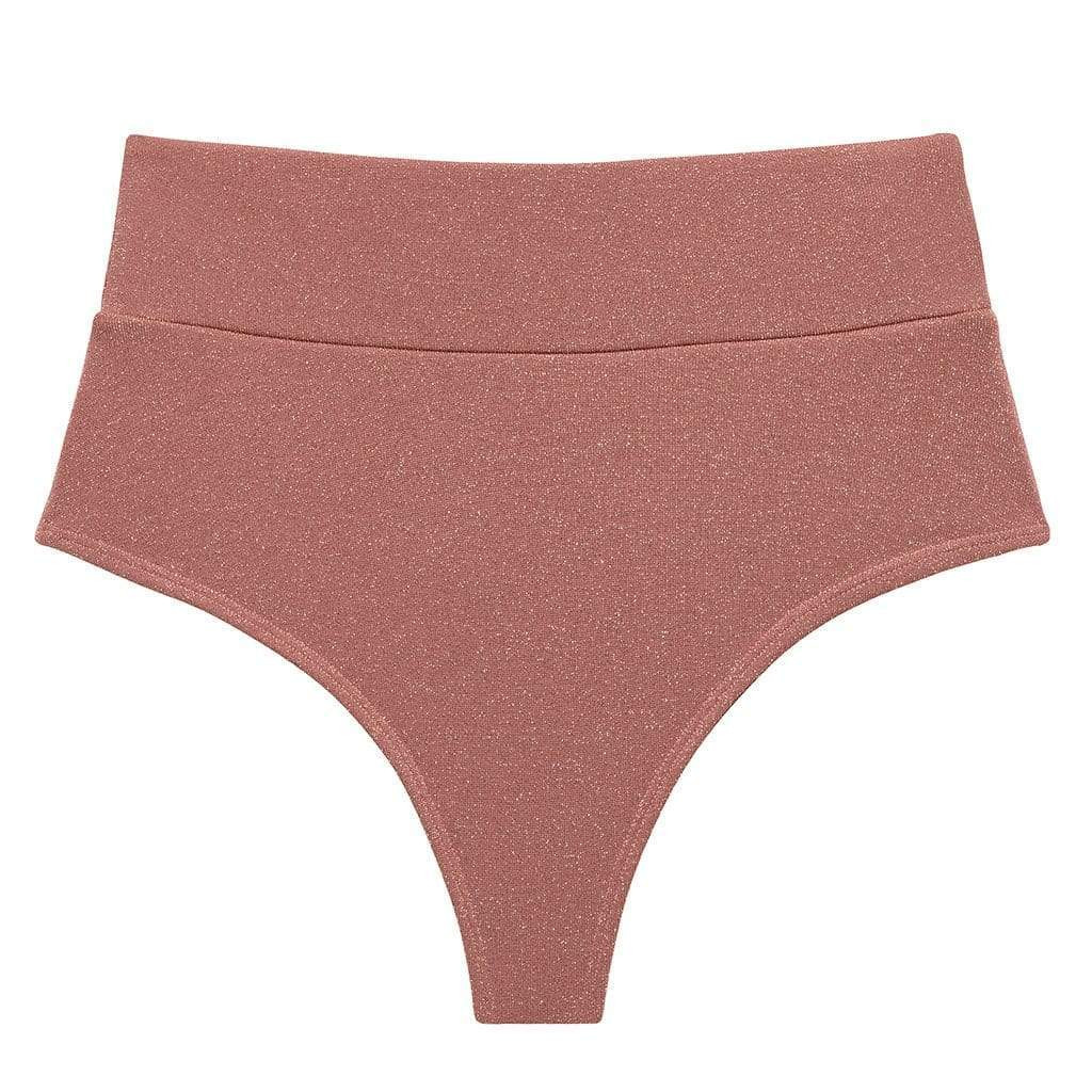 Mauve Sparkle High Rise Bikini Bottom | Montce
