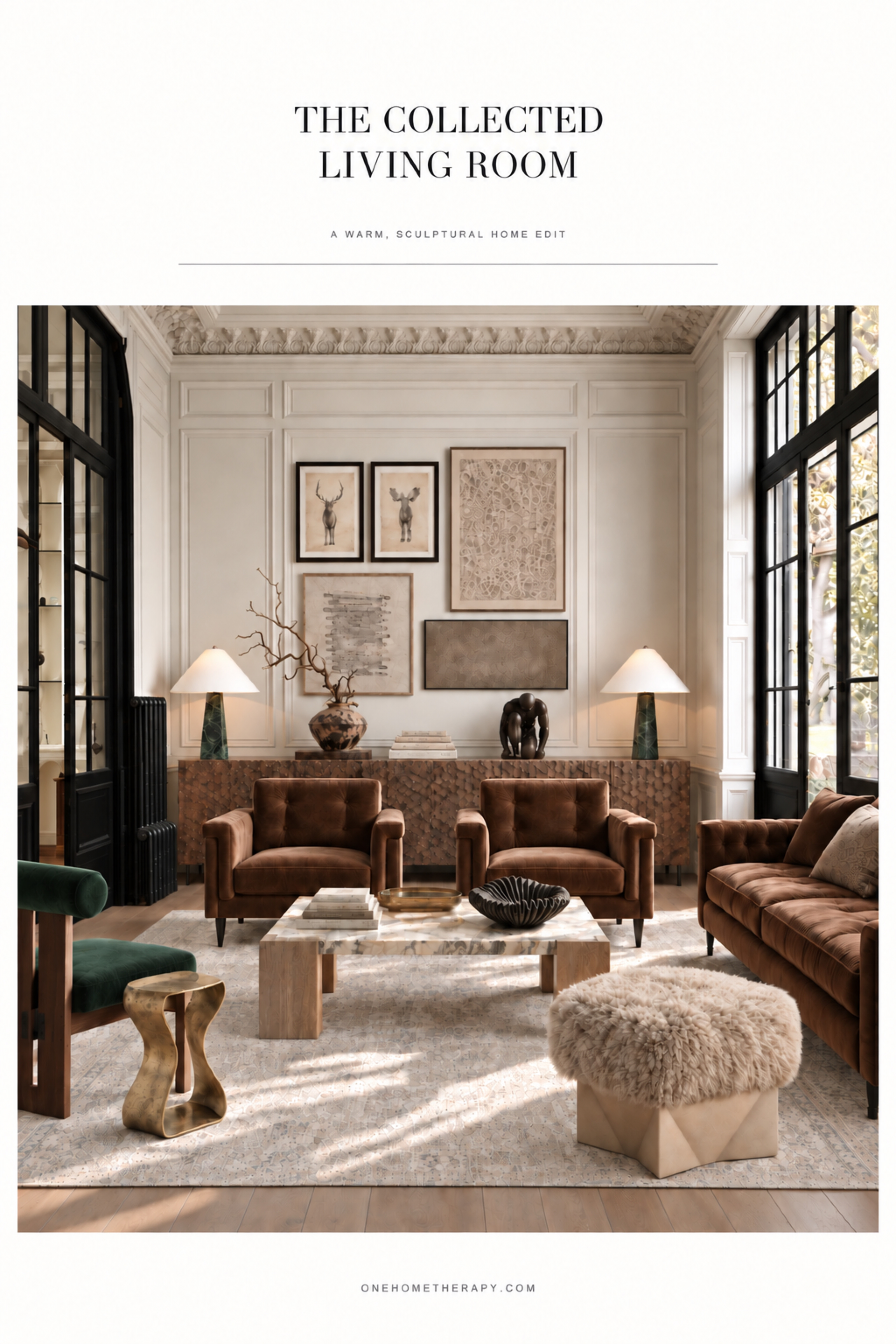 A warm, collected living room layered with sculptural forms, rich textures, and timeless neutrals. From the marble coffee table to the statement lighting and art, every piece brings depth and character to the space. Shop the full room edit through the link. 🤎
#LTKHome #LTKFinds #LivingRoomDesign #InteriorInspiration #CollectedHome #SculpturalDecor #WarmInteriors #NeutralHome #OrganicModern #LuxuryInteriors #HomeDecorIdeas #InteriorStyling #OneHomeTherapy

#LTKU #LTKHome #LTKdayinmylife