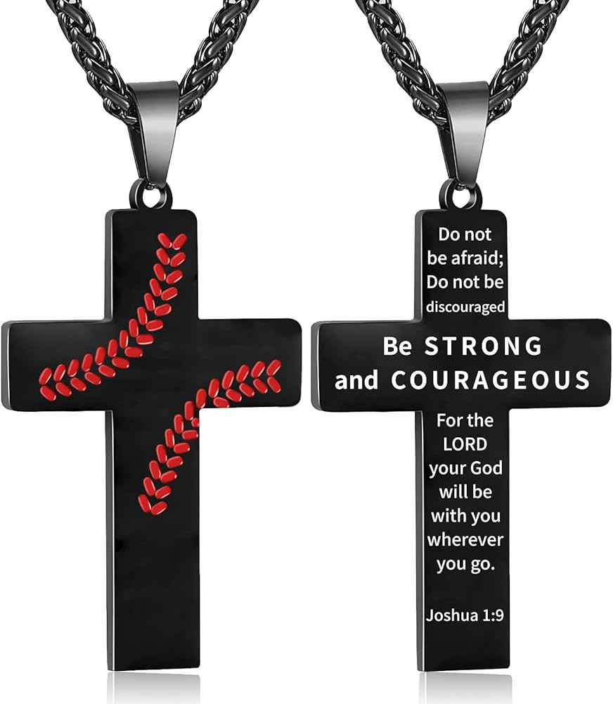 Zocomi Baseball Cross Necklace for Boys Men, Stainless Steel Cross Pendant Chain 24 Inches, Inspi... | Amazon (US)
