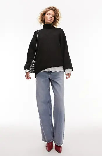 Topshop Funnel Neck Rib Sweater | Nordstrom | Nordstrom