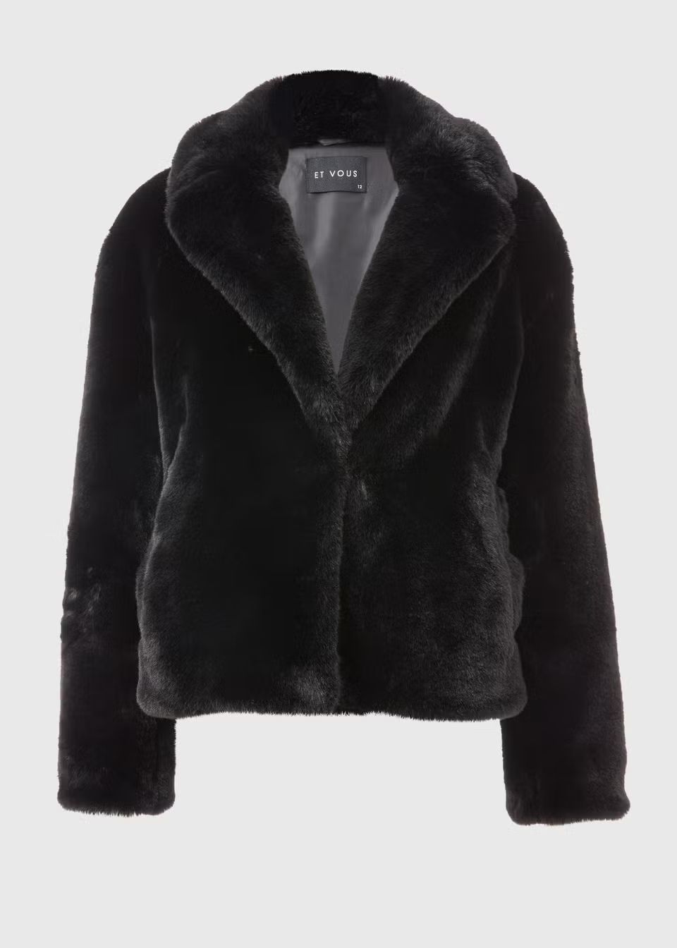 Et Vous Black Faux Fur Jacket - Size 18 | Matalan (UK)