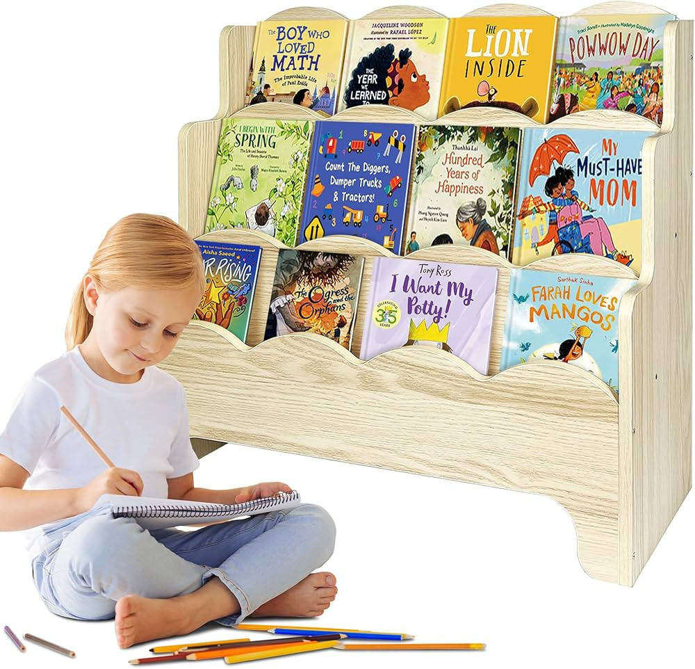 Royxen Montessori Bookshelf Scalloped Edges, Bookshelf for Kids 3-Tier, Kids Book Shelf for Kids ... | Amazon (US)