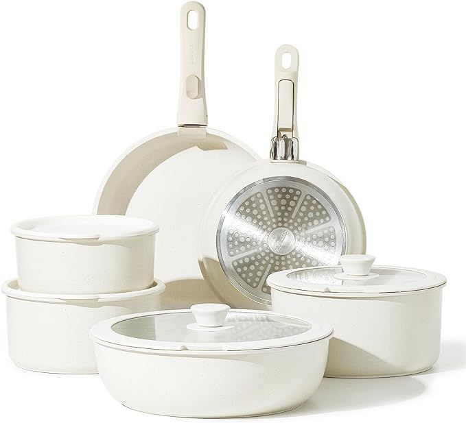 CAROTE 12pcs Pots and Pans Set, Nonstick Cookware Set Detachable Handle, Induction Kitchen Cookwa... | Amazon (US)