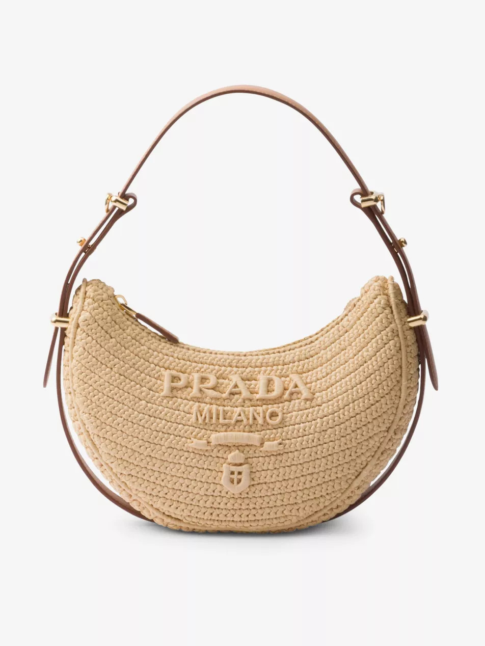 Arqué raffia-effect shoulder bag | Selfridges