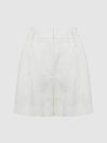 Reiss White Hollie Linen Pleat Front Shorts | Reiss UK