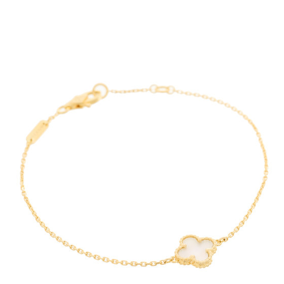 18K Yellow Gold Mother of Pearl Sweet Alhambra Bracelet | FASHIONPHILE (US)