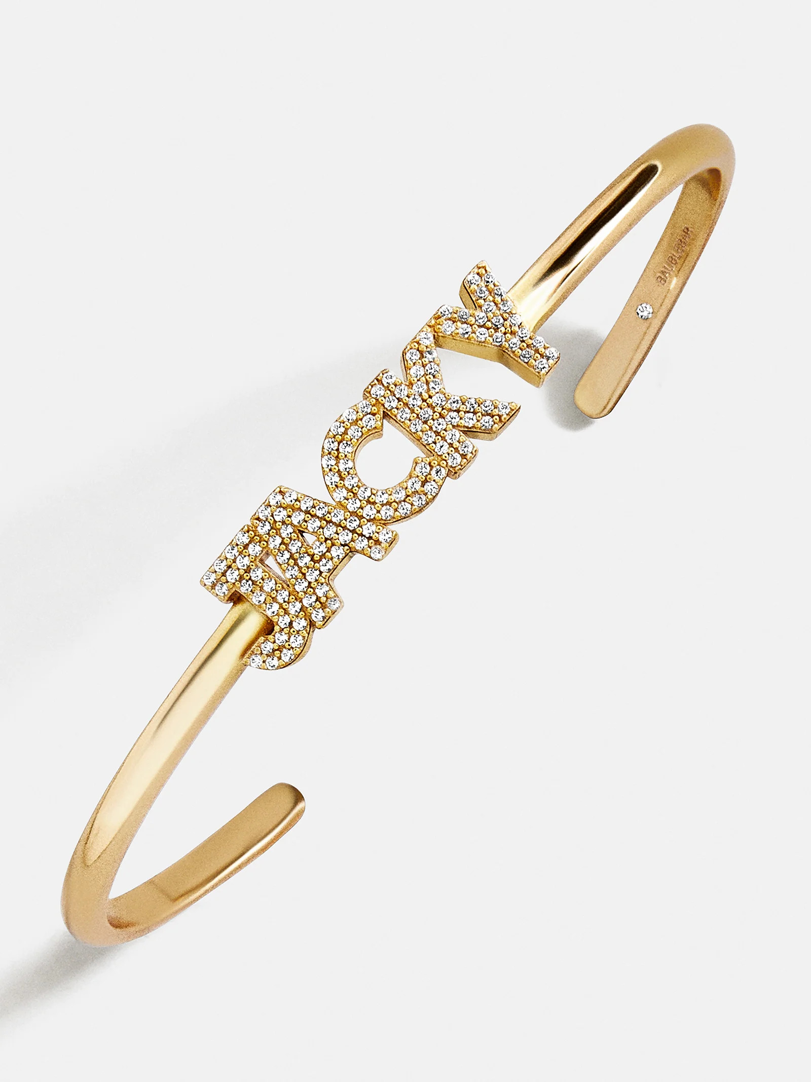 Pavé Letter Custom Cuff Bracelet - Gold/Pavé | BaubleBar