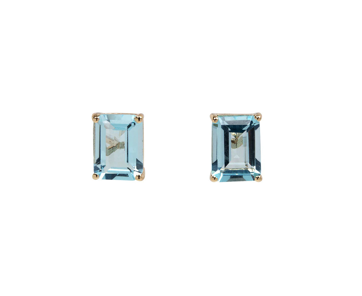 Emerald Cut Blue Topaz Stud Earrings | TWIST